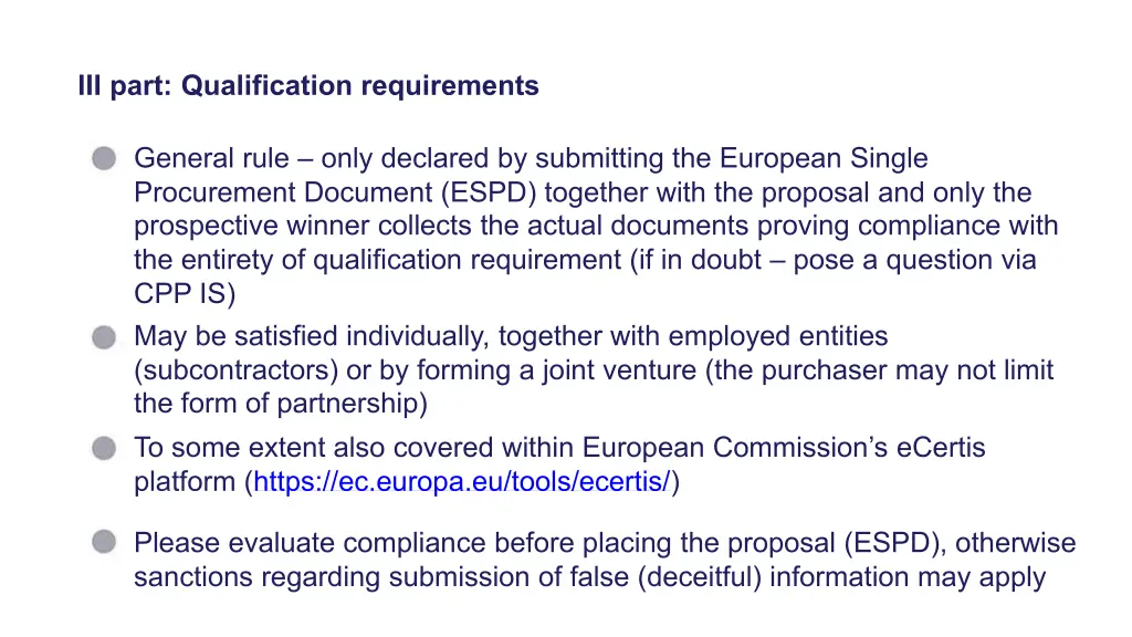 iii part qualification requirements