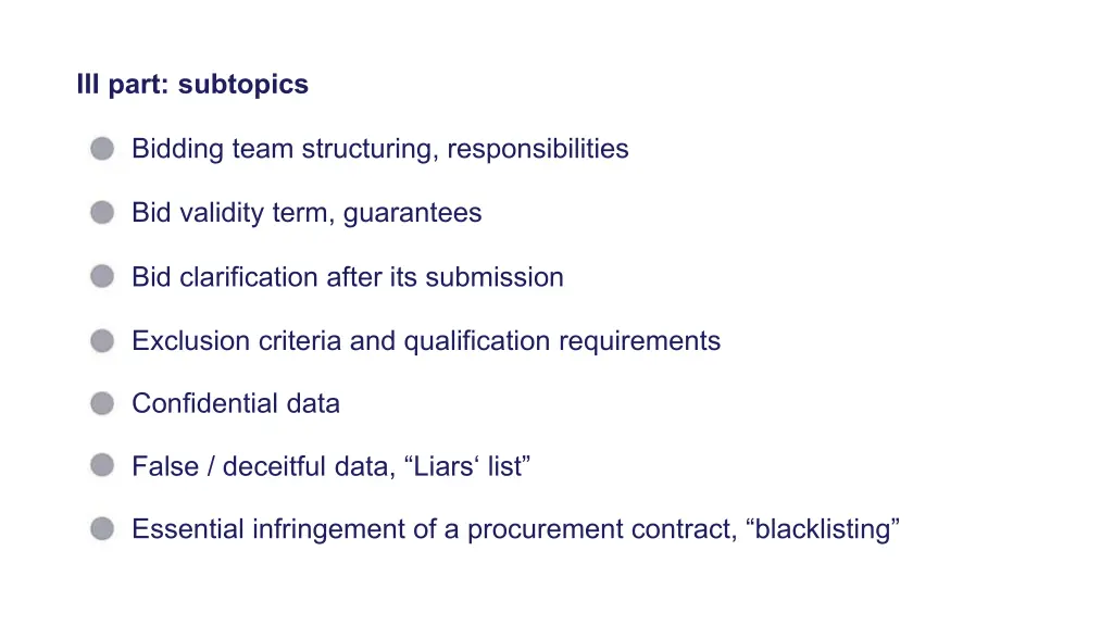 iii part subtopics