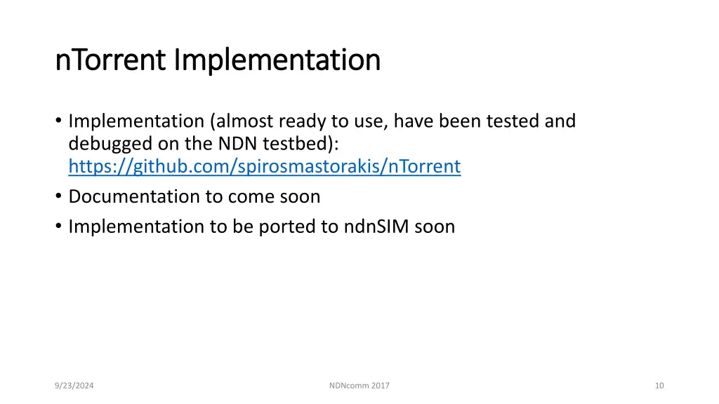 ntorrent ntorrent implementation implementation