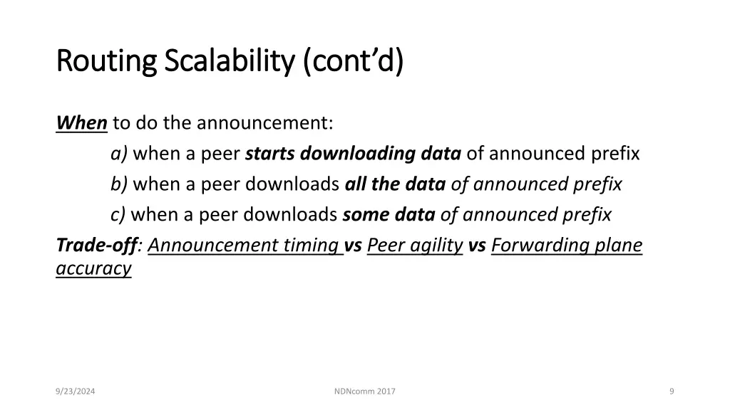 routing scalability cont d routing scalability