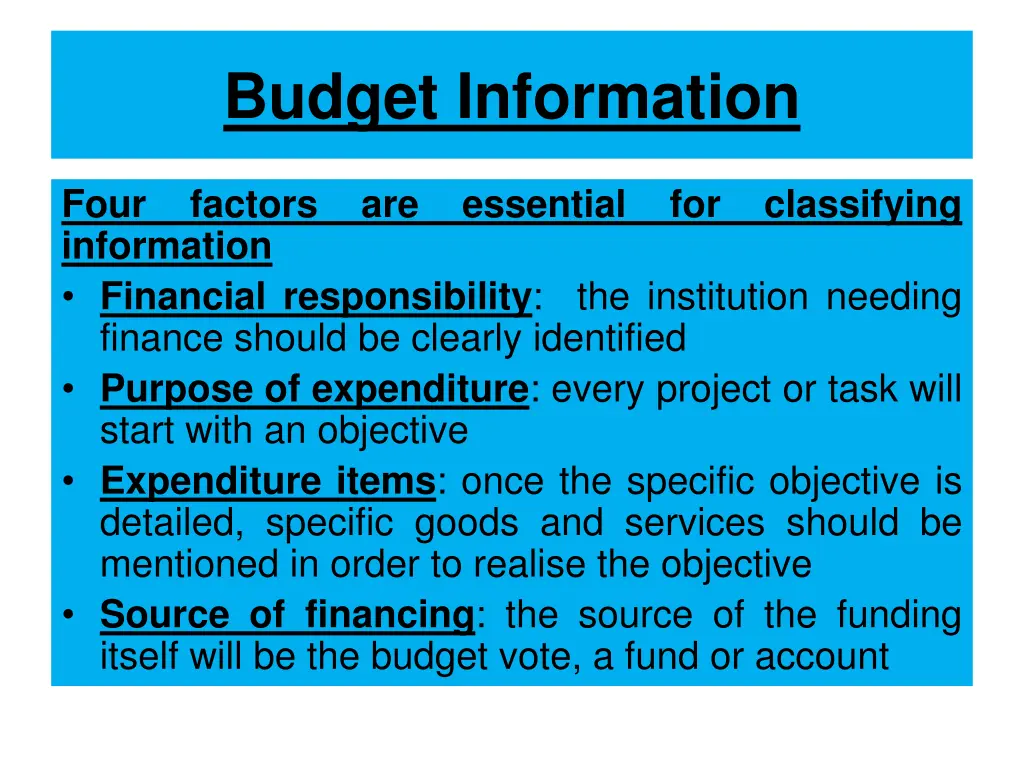 budget information