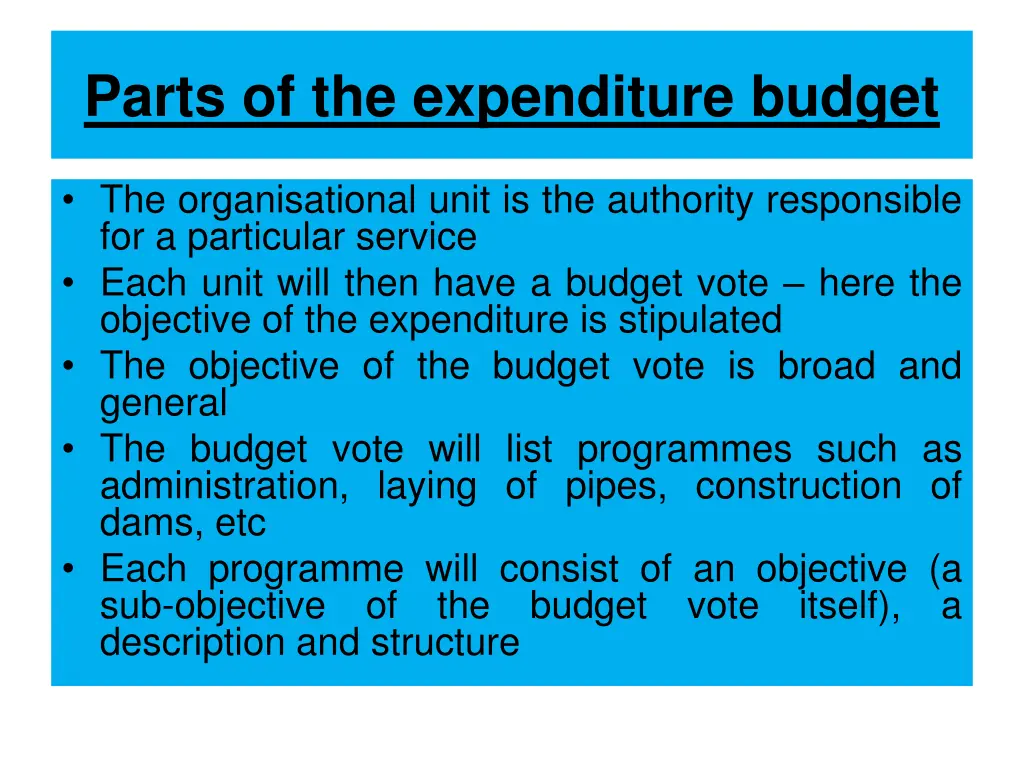 parts of the expenditure budget