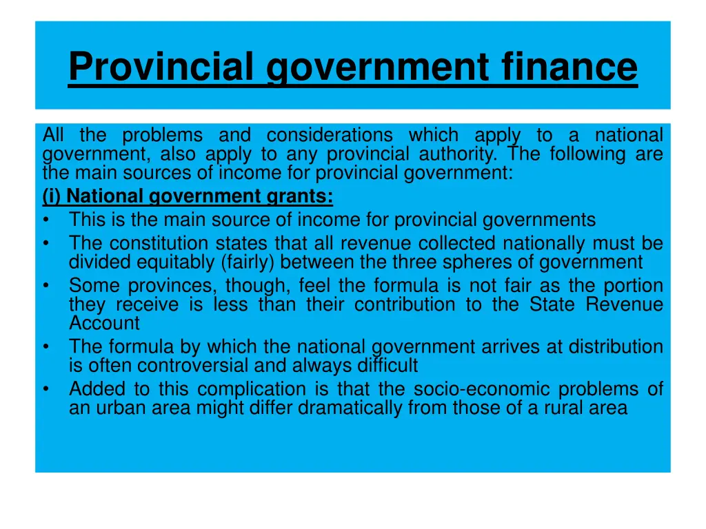 provincial government finance