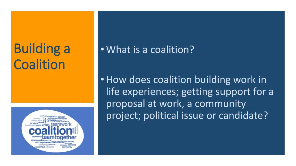 building a building a coalition coalition