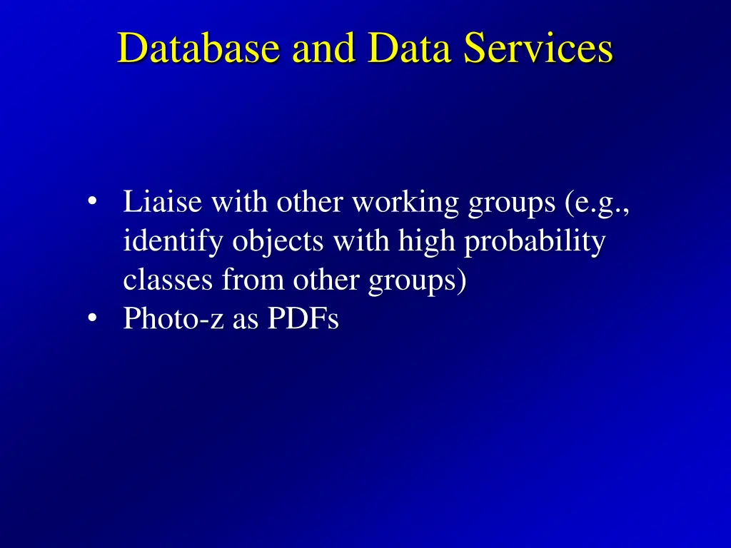 database and data services