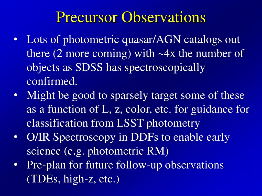 precursor observations