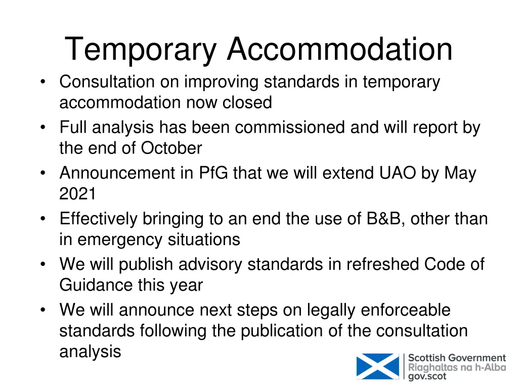 temporary accommodation consultation on improving