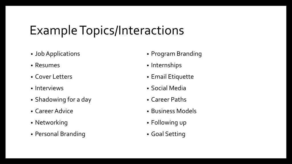 example topics interactions