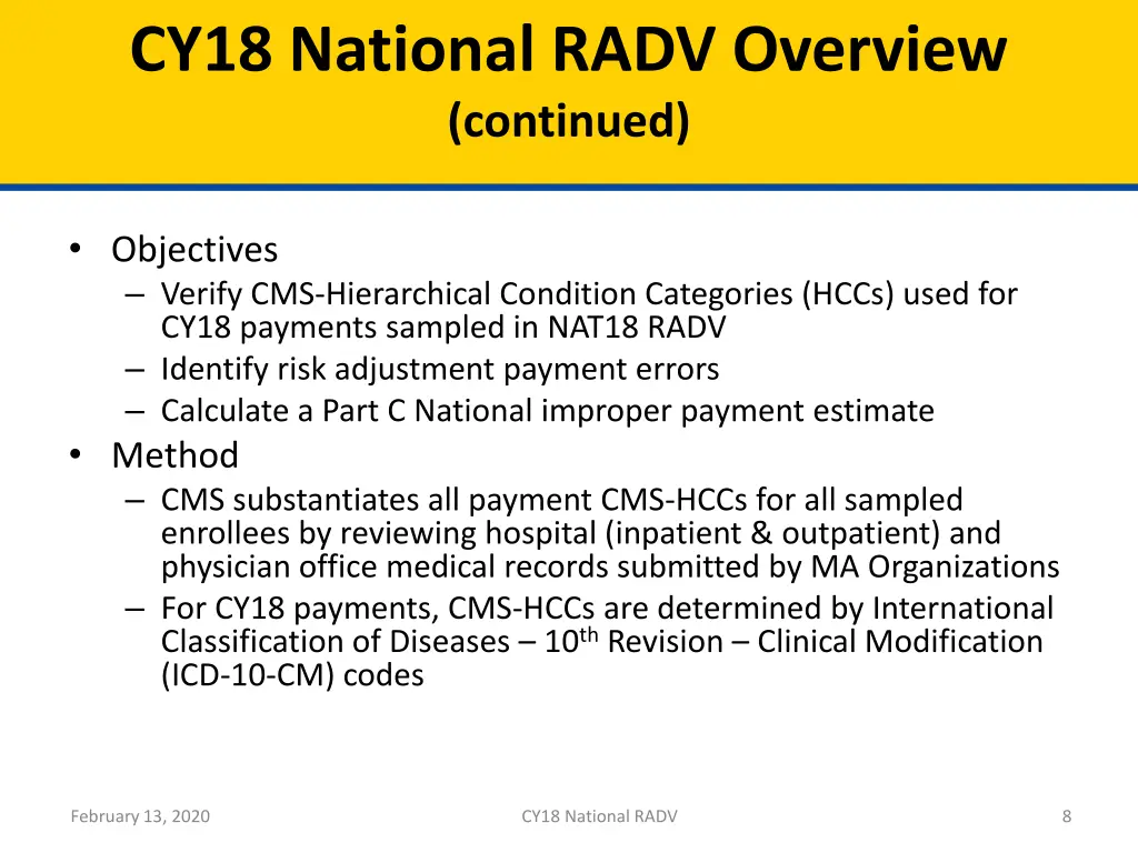 cy18 national radv overview continued