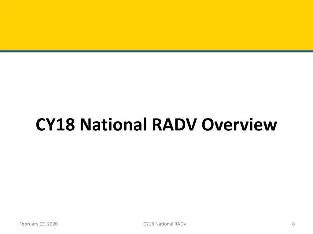 cy18 national radv overview