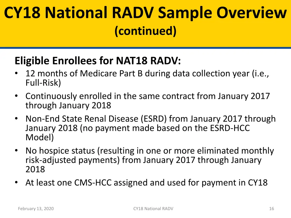 cy18 national radv sample overview continued 1