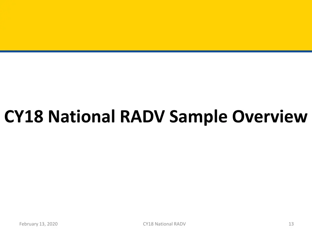 cy18 national radv sample overview