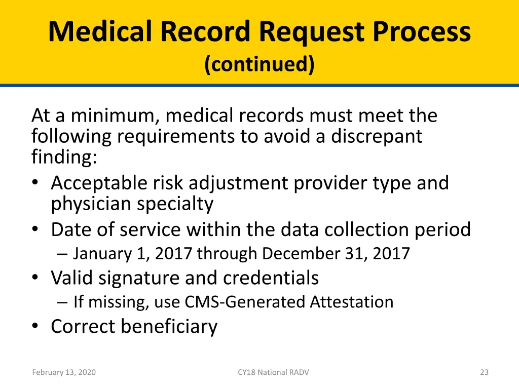 medical record request process continued