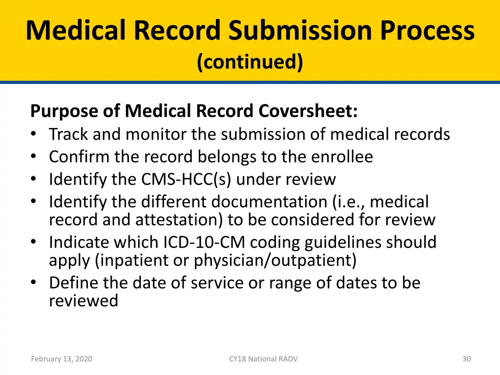 medical record submission process continued 2