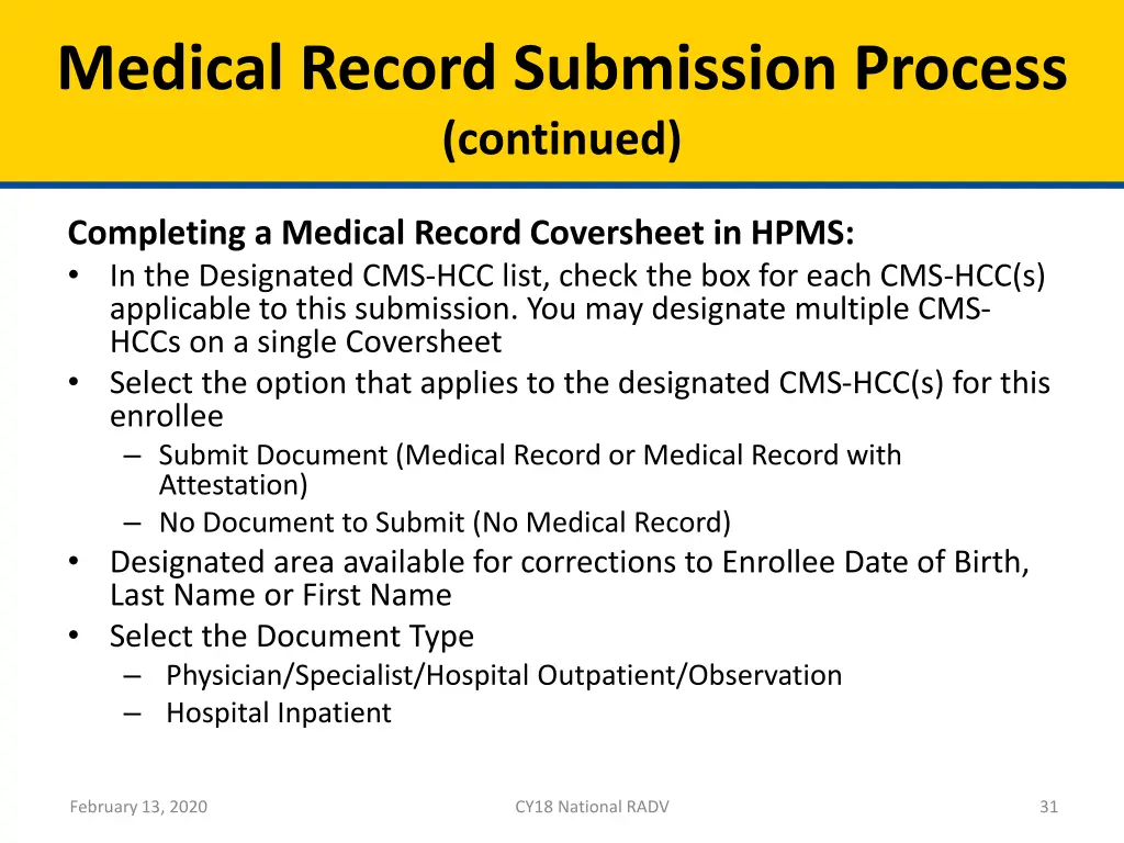 medical record submission process continued 3