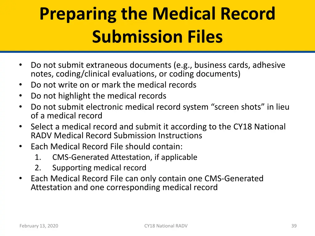 preparing the medical record submission files 1