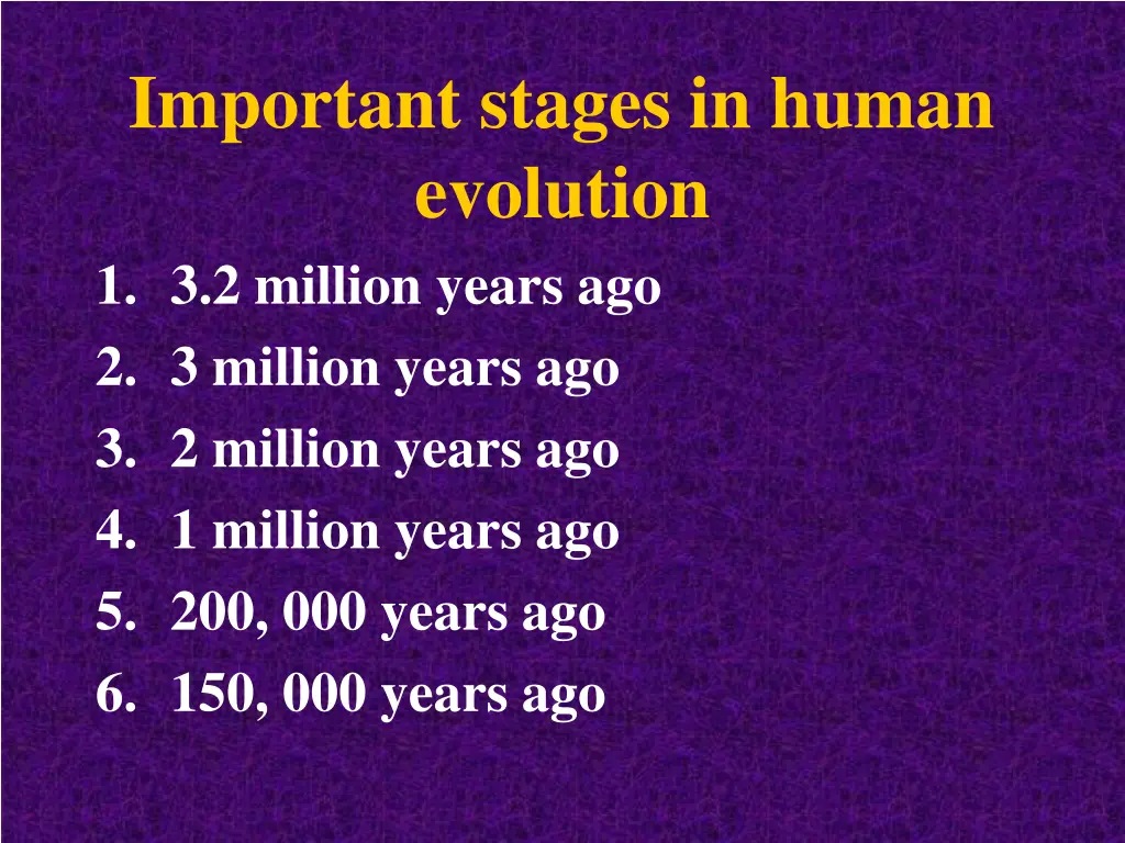 important stages in human evolution 1 3 2 million