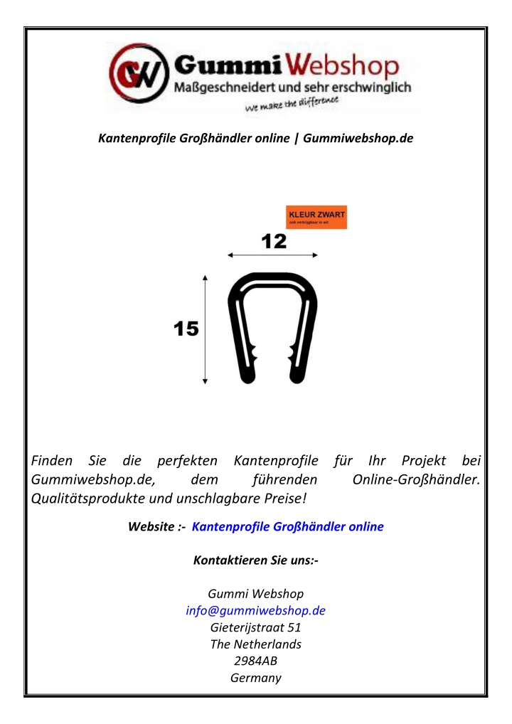 kantenprofile gro h ndler online gummiwebshop de