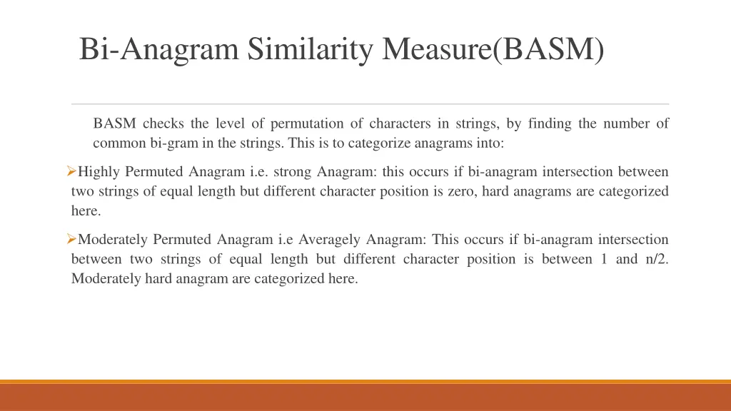 bi anagram similarity measure basm 1