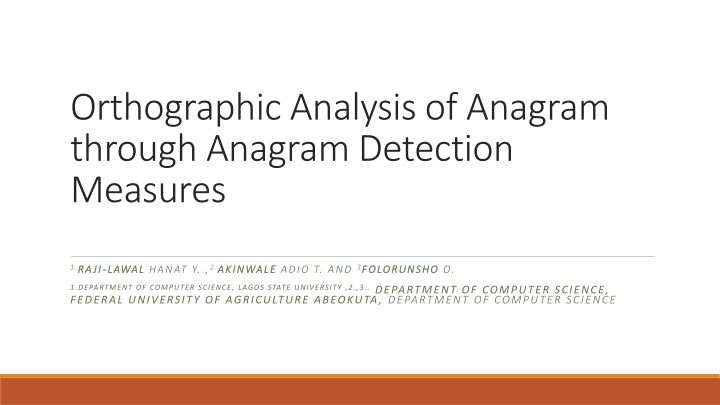 orthographic analysis of anagram through anagram