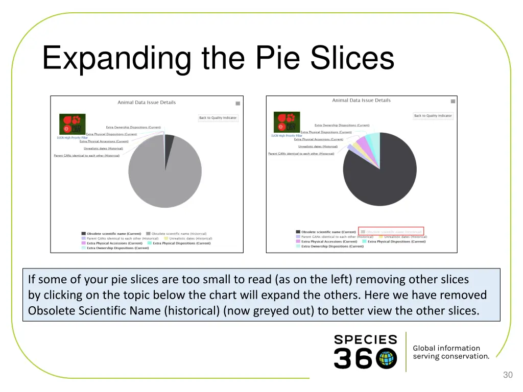 expanding the pie slices