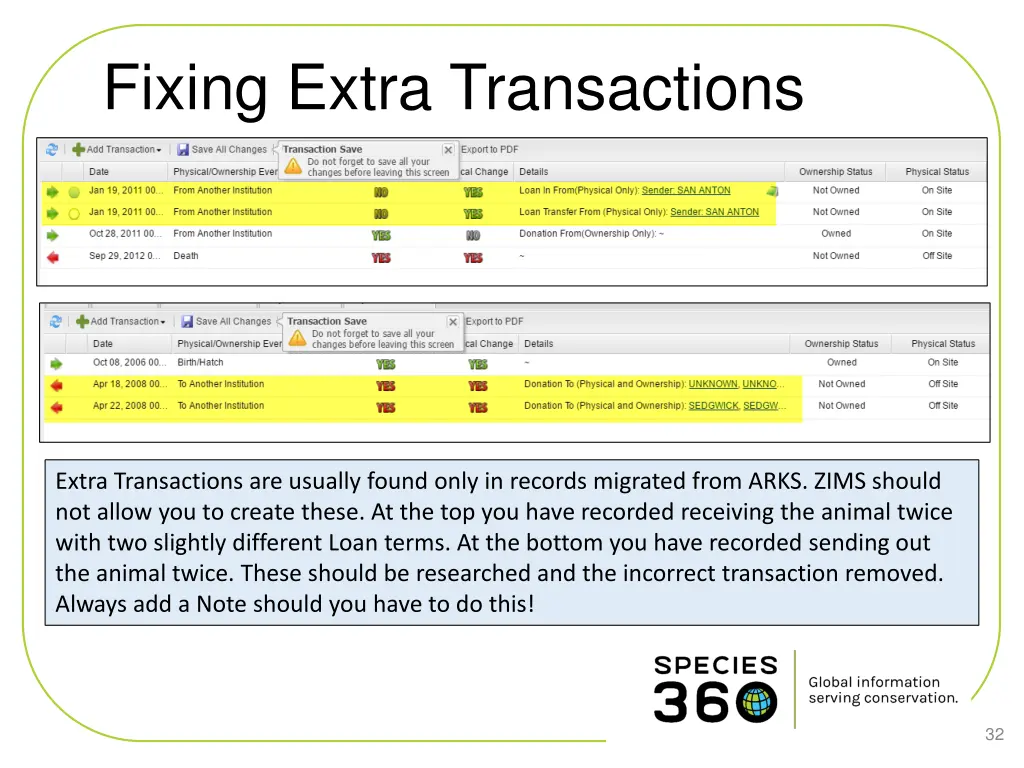 fixing extra transactions