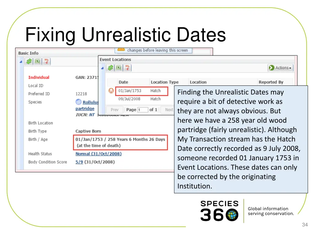 fixing unrealistic dates