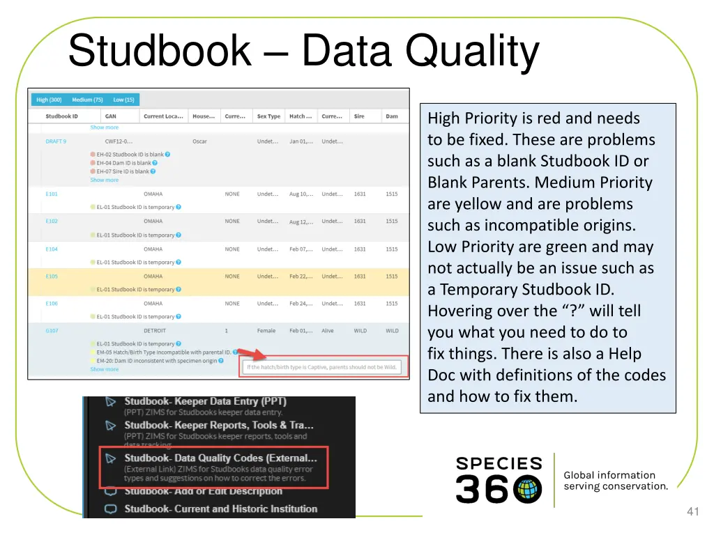 studbook data quality 1