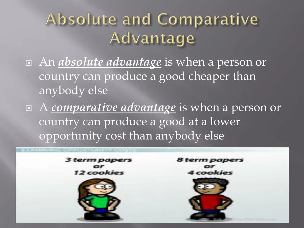 an absolute advantage is when a person or country