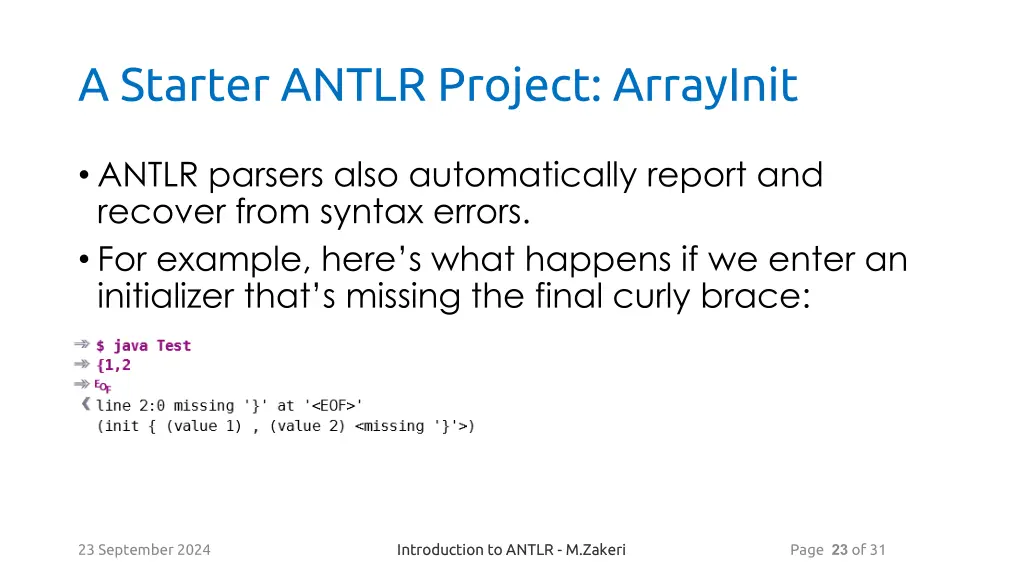 a starter antlr project arrayinit 4