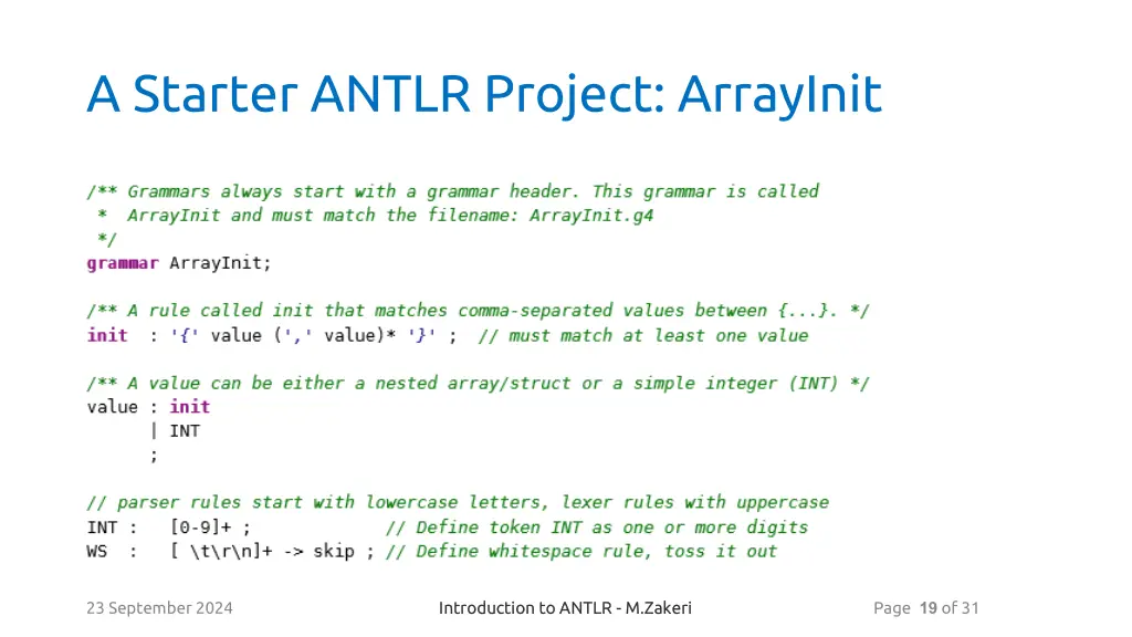 a starter antlr project arrayinit