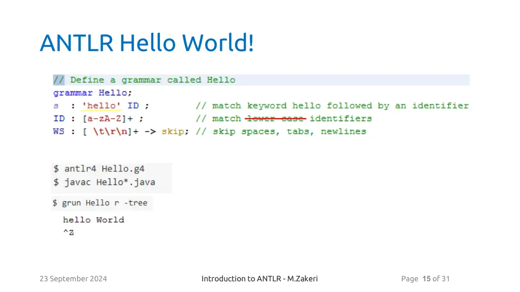 antlr hello world