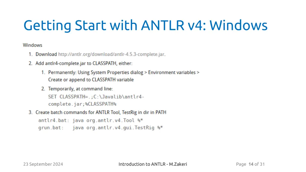 getting start with antlr v4 windows