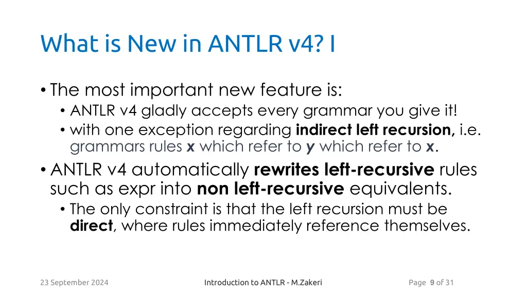 what is new in antlr v4 i