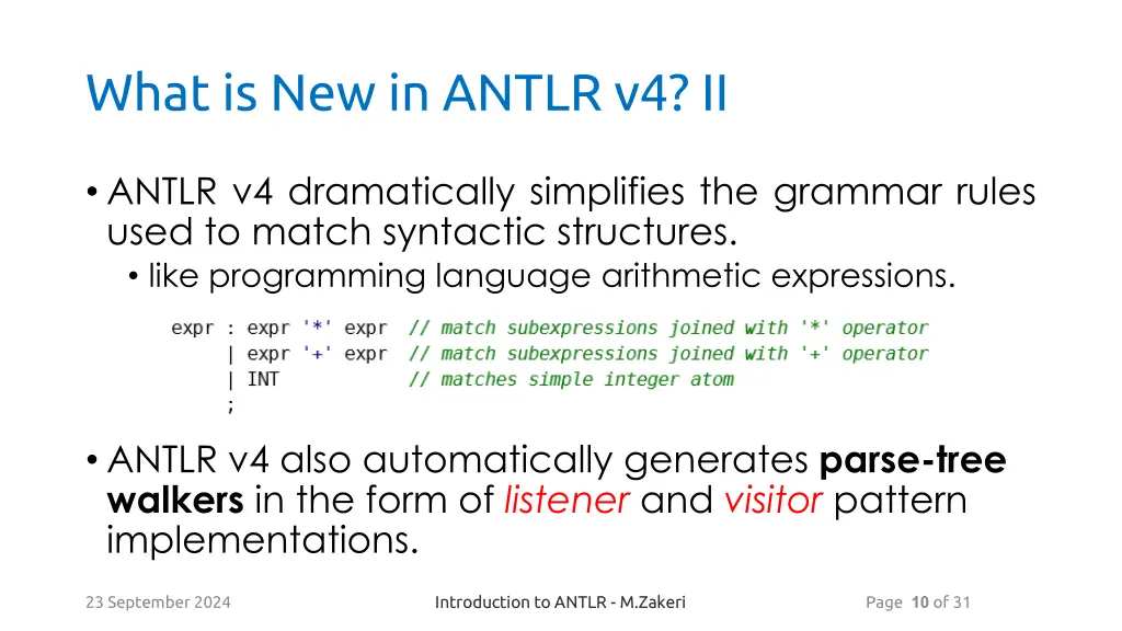 what is new in antlr v4 ii