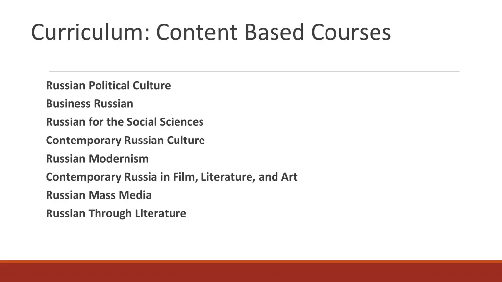 curriculum content based courses