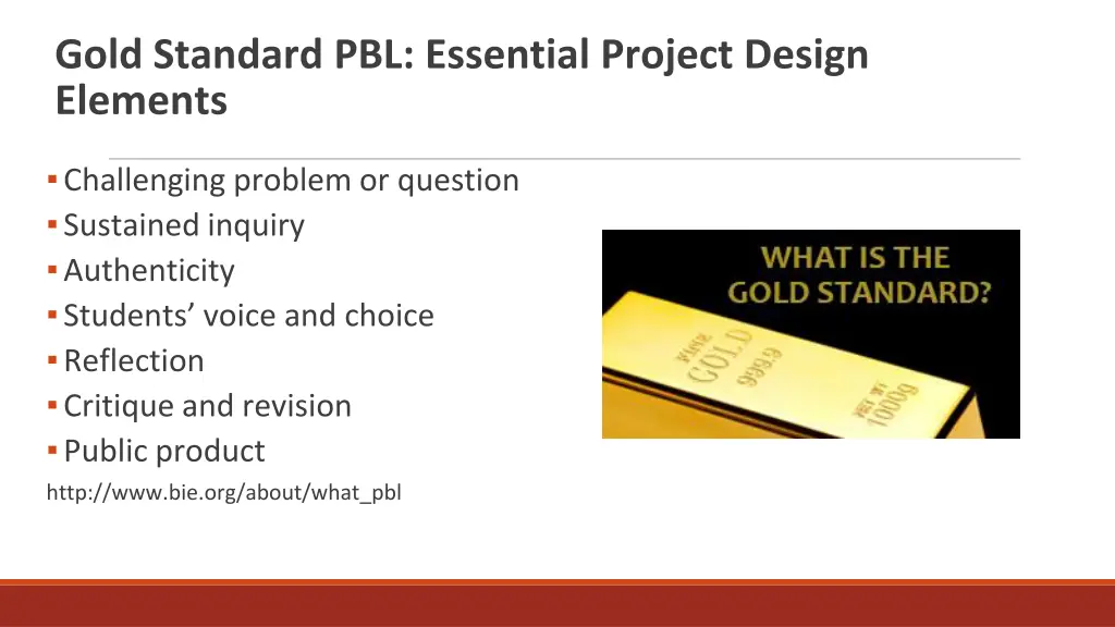 gold standard pbl essential project design