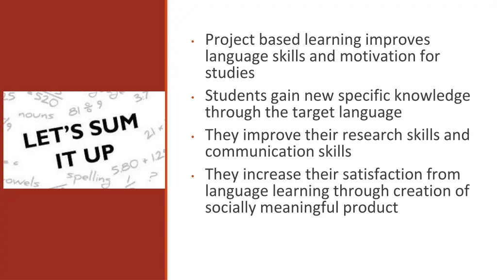 project based learning improves language skills