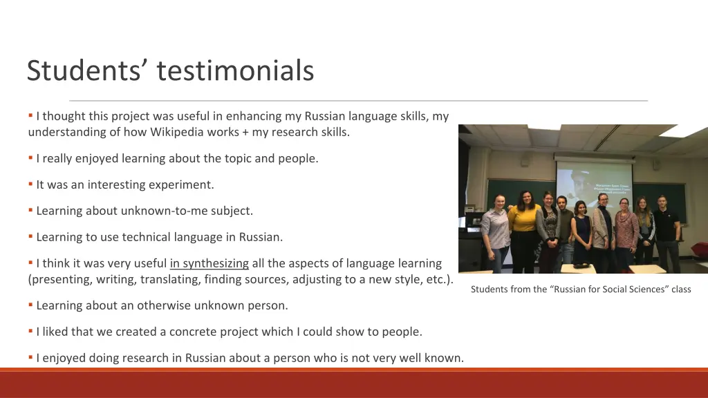 students testimonials