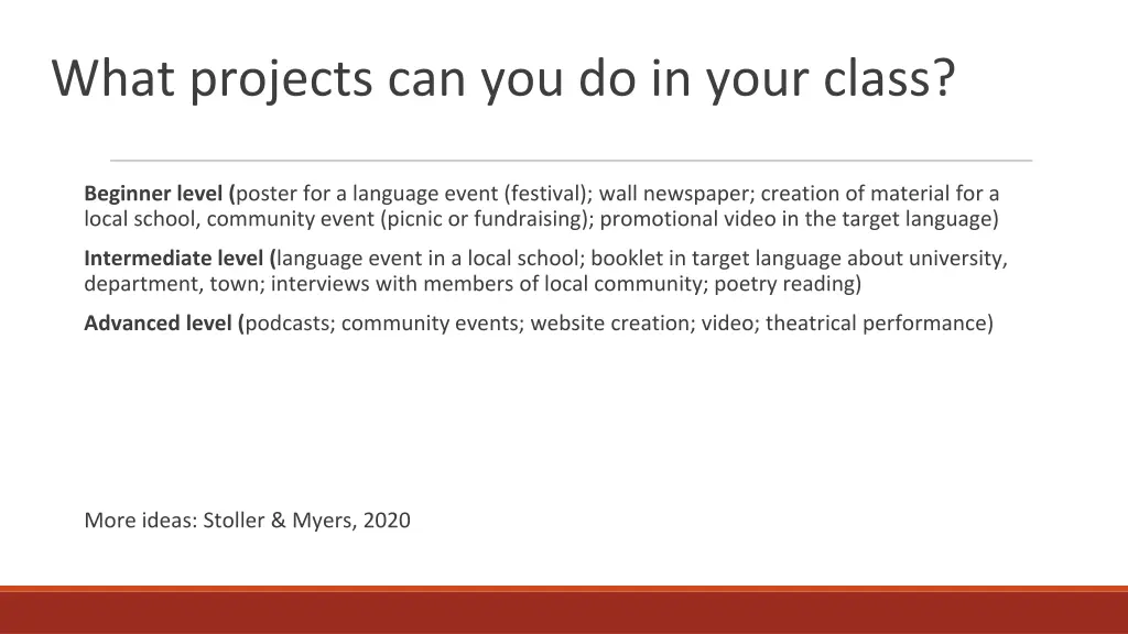 what projects can you do in your class