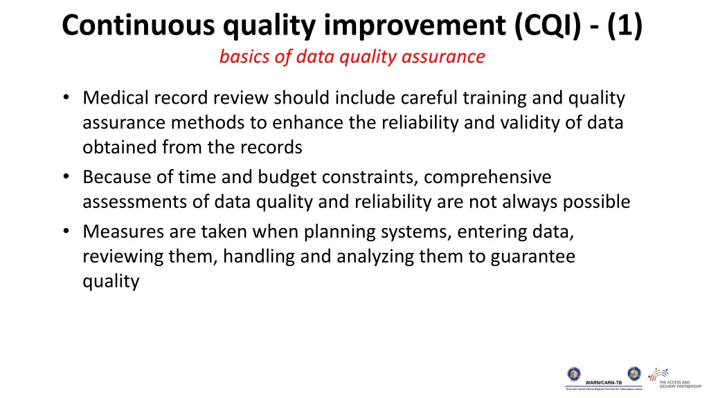 continuous quality improvement cqi 1 basics