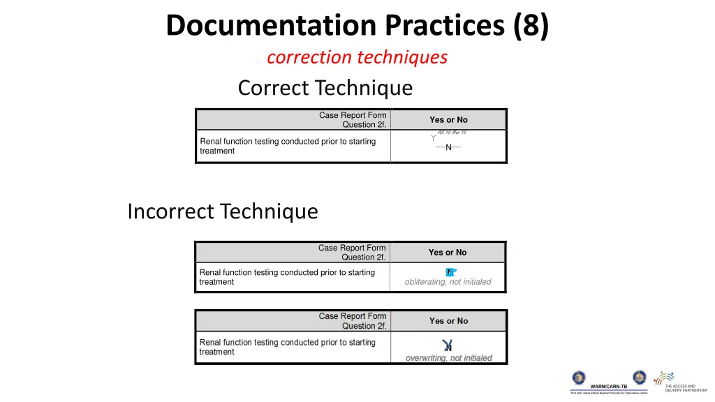 documentation practices 8 correction techniques