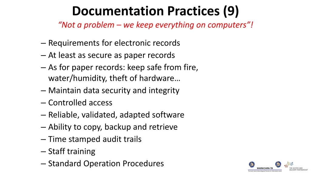 documentation practices 9 not a problem we keep