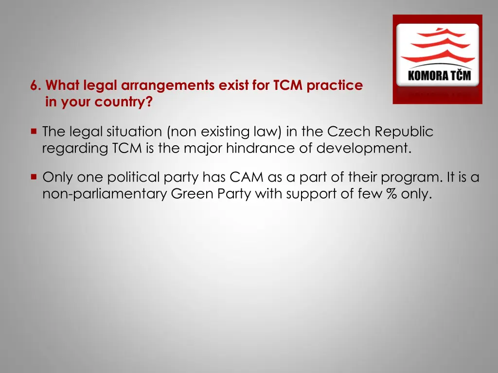 6 what legal arrangements exist for tcm practice 1