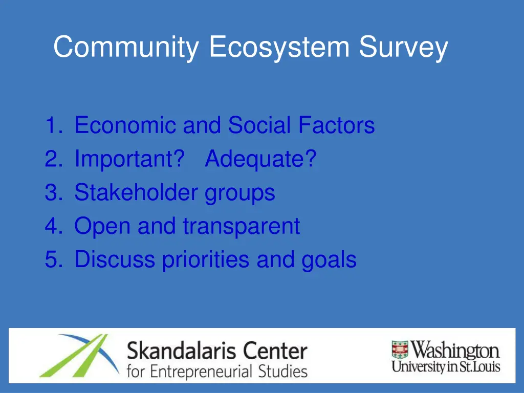 community ecosystem survey