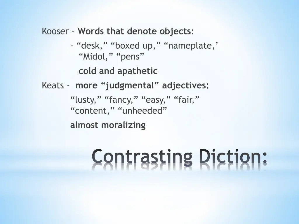 kooser words that denote objects desk boxed