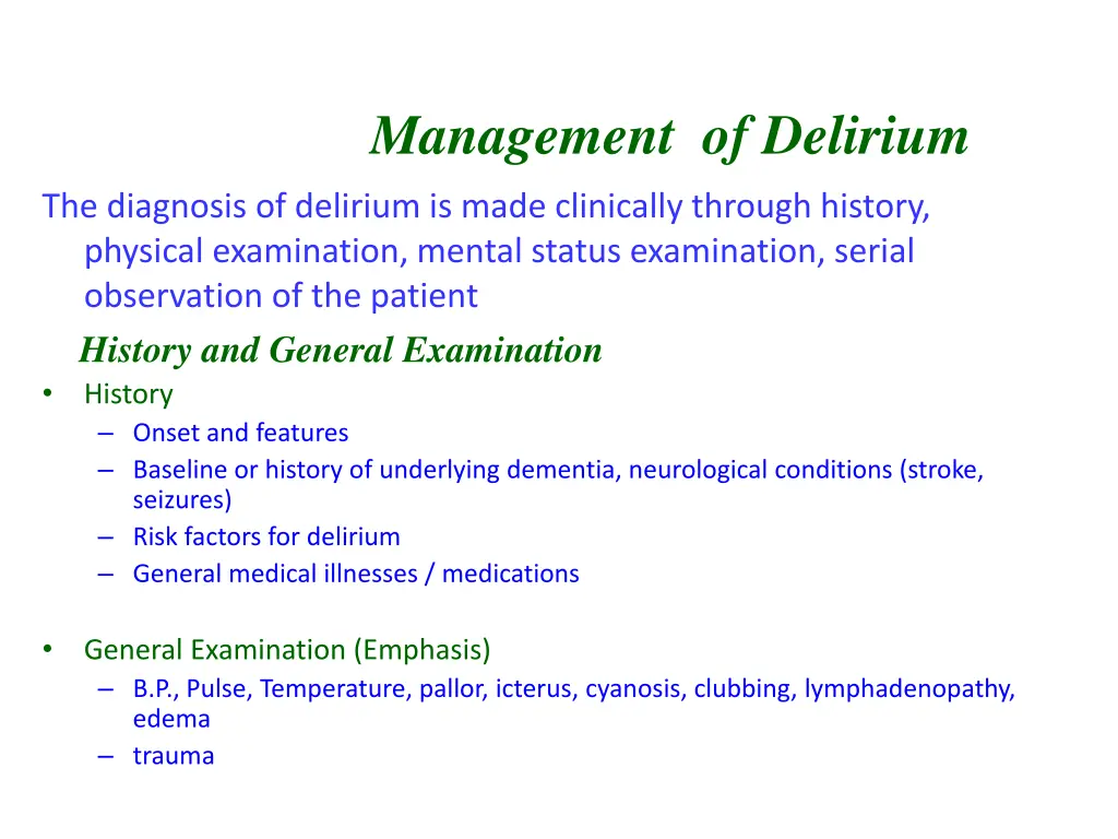 management of delirium