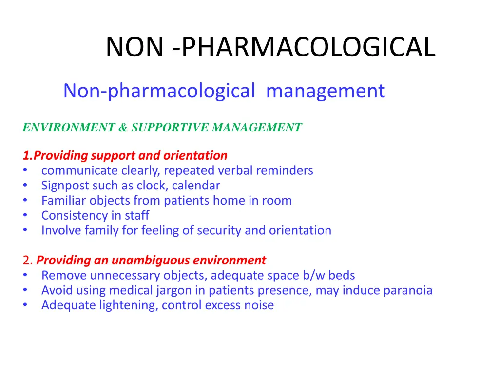 non pharmacological