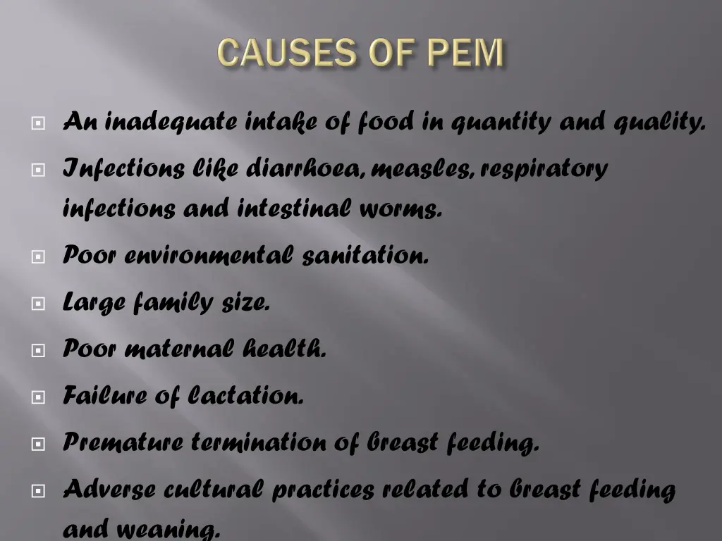 an inadequate intake of food in quantity