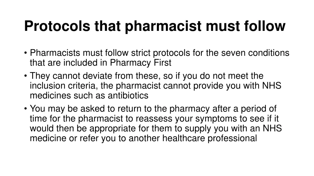 protocols that pharmacist must follow